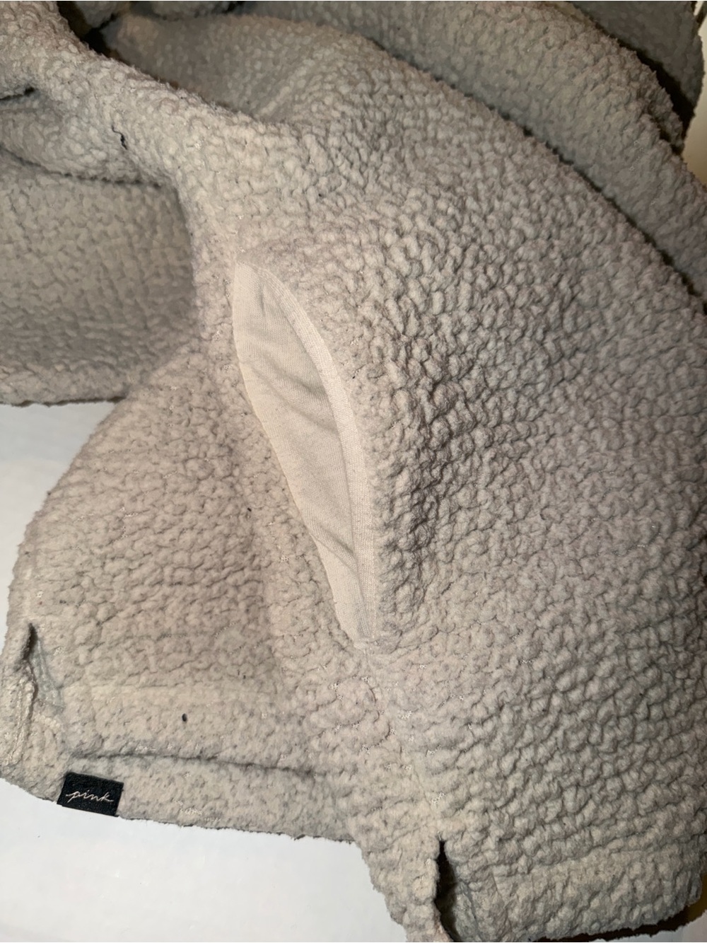 PINK Victoria's Secret Ivory Sherpa Half-Zip Hoodie - Picture 10 of 10